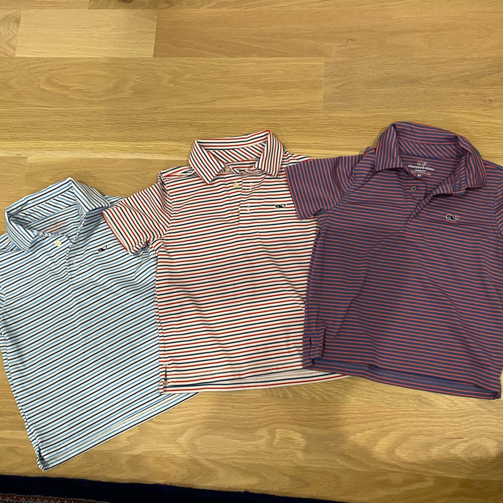 Vineyard Vines 4T Sankaty Lot 3 polos great condition blue, white and red